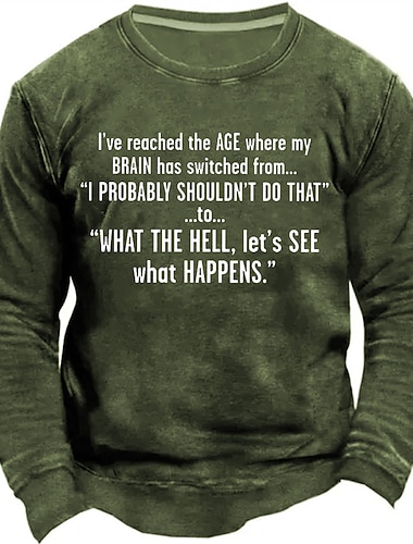  Manns Morsomme Crewneck Sweatshirt 'Hva i helvete la oss se hva som skjer' Sarkastisk Alders Humor Lang Erme Topp