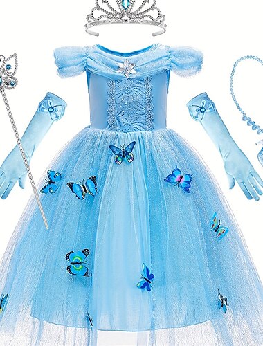  Die Eiskönigin Prinzessin Elsa Blumenmädchenkleid Themenparty-Kostüm Tüllkleider Cosplay Film Cosplay for Mädchen Kinder Karneval Maskerade Hochzeit Hochzeitsgast