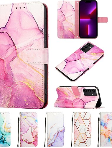  telefone Capinha Para Samsung Galaxy S25 S24 S23 S23 FE S22 S21 Ultra Plus A54 A33 A23 A12 Capa para Cartão Wallet Proteção de corpo inteiro Suporte para slot de cartão Antichoque Gráfico Mármore TPU