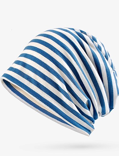  Unisex Beanie Mütze Strickmütze Schwarz Blau Baumwolle Reise Outdoor Urlaub Gestreift Windundurchlässig Warm