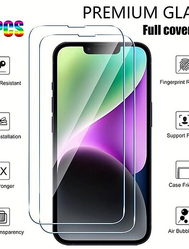  2 pcts Scherm Beschermer Voor Apple iPhone 16 iPhone 15 Pro Max Plus iPhone 15 Pro Max 14 Plus 13 12 11 Pro Max Gehard Glas 9H-hardheid Anti-bellen Anti-vingerafdrukken High-Definition (HD) 3D