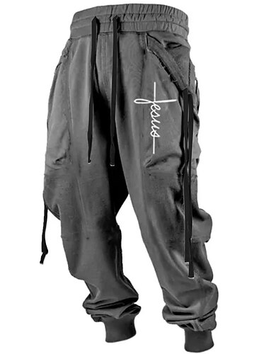  Homens Calças Esportivas Corredor Calças Com Cordão Cintura elástica Impressão 3D Estampas Abstratas Cruz Conforto Esportes Casual Diário Misto de Algodão Roupa de rua Designer Preto Amarelo