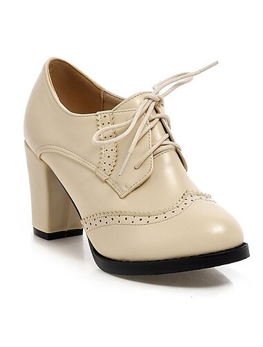  Damen-Oxford-Pumps im Vintage-Stil – Brogue-Schnürschuhe mit dickem Absatz für die Arbeit, das Büro und die Freizeit