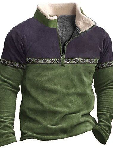  Herren Graphic Stammes Sweatshirts Sweatshirt Pullover Reißverschluss-Sweatshirt Langarm Sweatshirt Viertel Postleitzahl Täglich Basic Ethnisch 3D-Druck Urlaub Festtage Ausgehen Bedruckt Vlies Herbst