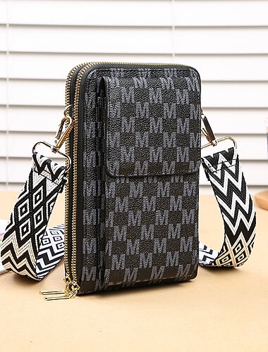  Damen-Handytasche in koreanischer Version mit großem Fassungsvermögen, breiter Schultergurt, Umhängetasche, modischer Reißverschluss, robuste Handytasche mit Null-Geldbörse