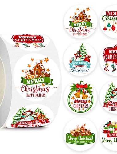  500 unids/pack 1 pulgada pegatinas de Feliz Navidad árbol de Navidad alce bolsa de dulces pegatina de sellado caja de regalos de navidad etiqueta Año Nuevo