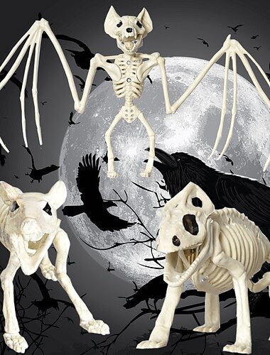  Decorações de quintal de esqueleto de animal de Halloween perfeitas para uso interno/externo