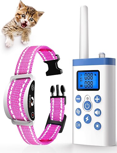  Katzen-Schockhalsband mit Fernbedienung, Hunde-Schockhalsband, Katzen-Trainingshalsband für Katzen, die das Miauen stoppen, Katzen-Miau-Halsband mit 2 Modi, Ferntraining und automatischem Anti-Miauen,