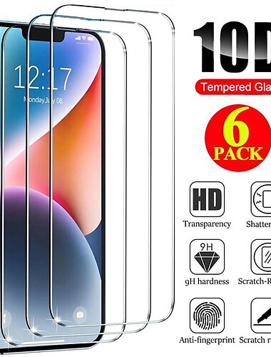  6 stks hd volledige cover beschermende glasfilm voor iphone 15 15 plus 15 pro 15 pro max /14 14 plus 14 pro 14 pro max /iphone 13 13 pro 13 pro max / iphone 11 12 pro 12 pro max / iphone x / iphone 6s