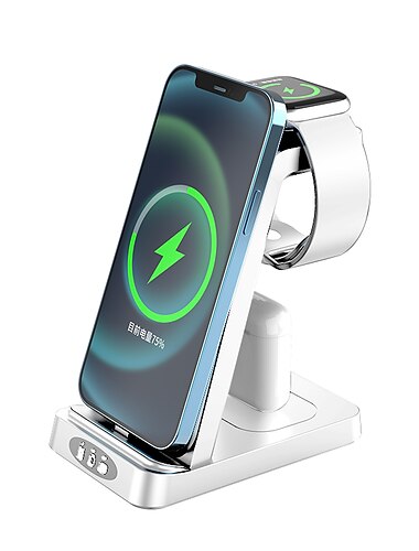  Kabelloses Ladegerät 15 W Ausgangsleistung 1 Anschluss Kabellose Ladestation CE-Zertifiziert Schnelles kabelloses Laden Magnetisch 3 in 1 Für Handy Smart Uhr AirPods 2 / AirPods Pro