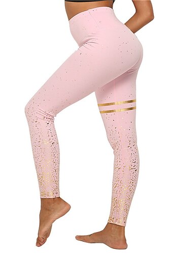  Mujer Polainas Moda Ropa de calle Casual Longitud total Alta cintura Estampado Estampado Corte alto Comodidad Transpirabilidad Suave Microelástico Vacaciones Yoga Deporte Gris oscuro Plata caliente