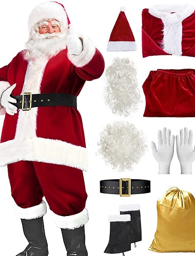  Papá Noel Disfraces de Santa barba de papa noel sombrero de Santa Hombre Navidad Carnaval Nochebuena Adulto Fiesta y Noche