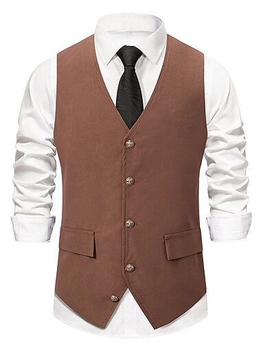  Vintage 1920s Vest Waistcoat The Great Gatsby Gentleman Groomsmen Slim Fit Men's Masquerade Wedding Wedding Guest Party / Evening Adults' Vest