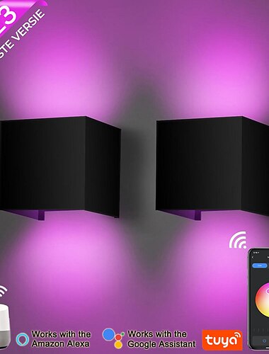  applique da parete a led per interni/esterni applique da parete rgb 3000k applique da parete per interni lampada da parete alexa tuya app di controllo impermeabile ip65 applique da parete per esterni 85-265v