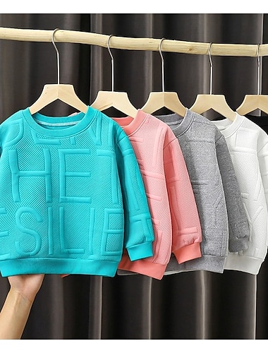  Дети Мальчики Толстовка Буквы Длинный рукав Crewneck Осень Зима Спорт Мода Повседневные Полиэстер на открытом воздухе Повседневные