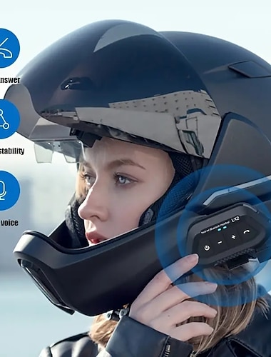  LX2 BT Motorcycle Helmet Headset Wireless Noise Reduction 1200mA Battery Headset Waterproof Supports Hands Free Call Music Motorbike Earphone