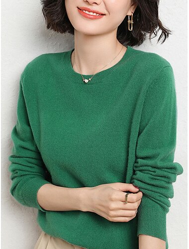  Damen Pullover Stilvoll Brautkleider schlicht Weich Feste Farbe Gerippt Rundhalsausschnitt überdimensional Langarm Stricken Outdoor Täglich Ausgehen Schwarz Weiß Herbst Winter