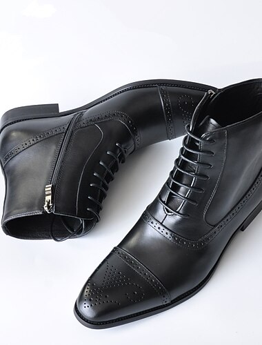  Heren bruine imitatieleren brogue enkellaarsjes – vintage veterontwerp met wingtip-details en duurzame zool voor formele en informele gelegenheden