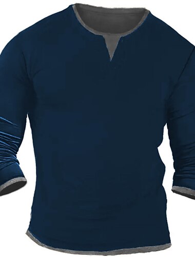  Per uomo Maglietta Maglia Henley Camicia a Maniche Lunghe Manica Lunga Henley Primavera & Autunno Blocco di colori Moda Designer Essenziale Patchwork Vacanza Streetwear Uscire Nero Bianco Blu marino