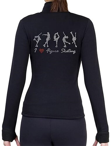  Fleecejacke fürs Eiskunstlaufen Damen Mädchen Eislaufen Jacke Shirt Weiß Gelb Rosa Daumenloch elastisch Ausbildung Wettbewerb Eiskunstlaufkleidung warm Kristalle Langarm Eislaufen Eiskundstlauf