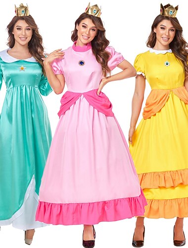  Cosplay Kostüm Prinzessin Peach Super Bros Cosplay Erwachsene Damen Karneval Maskerade Karneval Halloween Leistung Verkleiden
