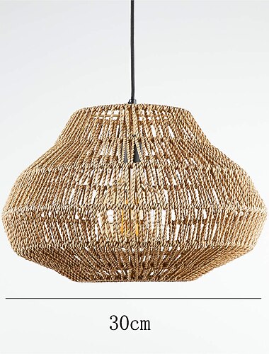  נברשת רטרו קש 30 ס"מ e26/e27 תאורת תקרת נברשת ישימה לסלון חדר שינה מסעדה קפה בר מסעדה מועדון לבן חם/לבן 110-240v