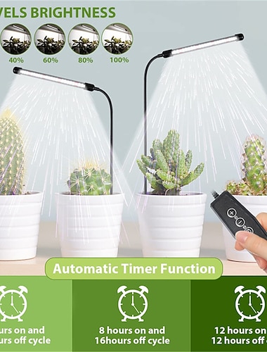  Fitolamp con luz usb para cultivo de plantas, espectro completo, regulable, temporizador de 4/8/12h, luces fitolamp para el hogar, lámpara con clip para plántulas de flores