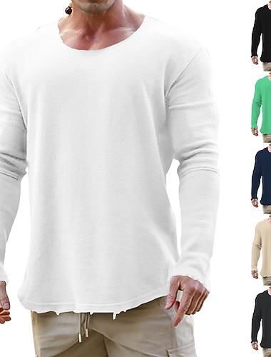  Herre Genser Aprikos Svart Hvit Blå Grønn Crew-hals عادي Sport & Utendørs Daglig Ferie Polyester Gatemote Grunnleggende Fritid Vår & Vinter Klær Gensere Gensere Langermet