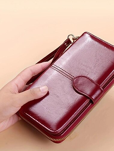  Dámské Peněženka Peněženka držitele kreditní karty PU kůže Denní Nakupování Zip Lehká váha Odolné Anti-Dust Pevná barva Fialová Tmavěhnědá Černá