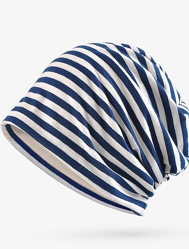  Unisexo Sombrero de Beanie Gorro de punto Negro Azul Piscina Algodón Viaje Exterior Vacaciones A Rayas Resistente al Viento Templado