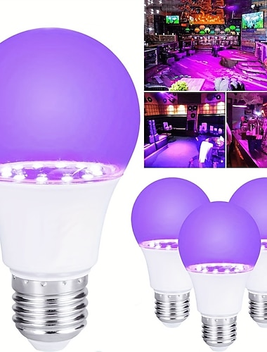  2 pièces 1 pièce ampoule LED noire uv halloween violette 9,5w remplacement d'ampoule noire jusqu'à 100w lumière noire niveau uva 385-400nm a19 atmosphère effrayante d'halloween
