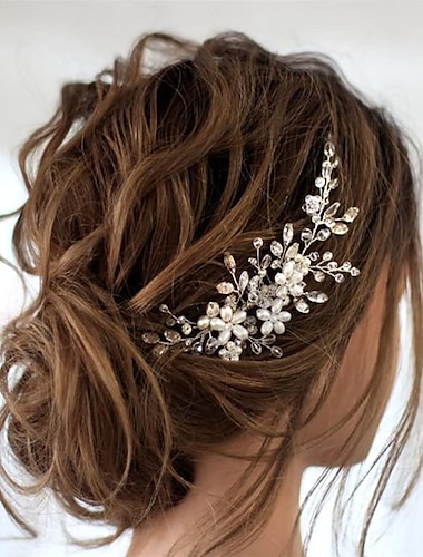  1ks nevěsta svatební hřeben do vlasů perla lesklá štrasová květina štrasové svatební vlasové doplňky pro ženy