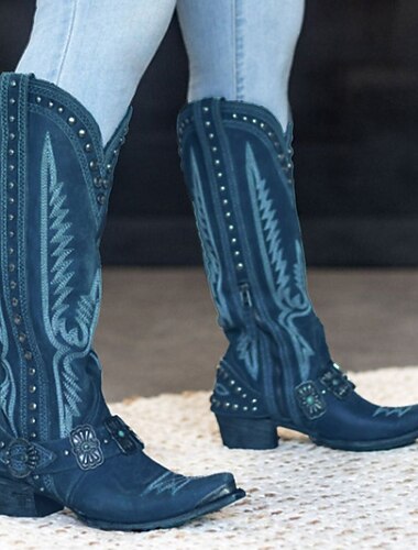  1970er Schuhe Westernstiefel Quadratischer Zeh Hippie Cowboy Damen Maskerade Party / Abend Pride Parade Pride-Monat Erwachsene Schuhe