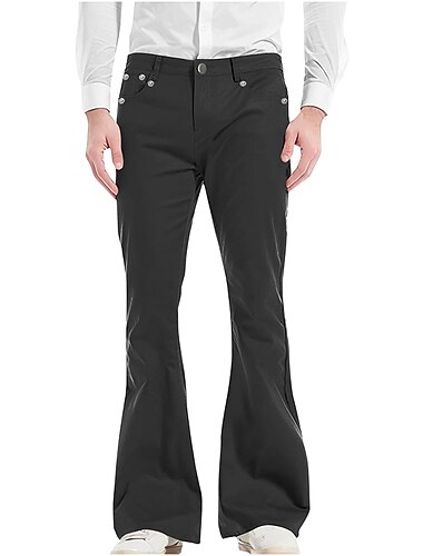  בגדי ריקוד גברים מכנסיים מתרחבים מכנסיים מכנסיים רגילים כיס אחיד קומפורט נושם בָּחוּץ יומי ליציאה אופנתי יום יומי שחור לבן