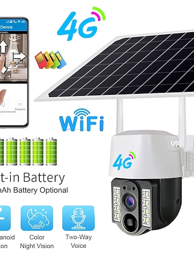  4G Sim Solar Panel Camera Wifi Outdoor CCTV Camara PIR Humanoid Detection Night Vision VC3-W Security Protection Built in Battery