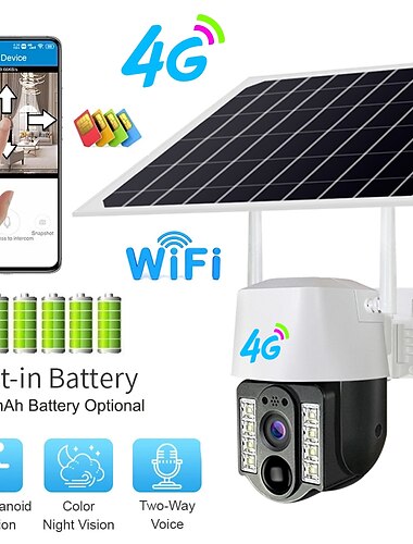  4G Sim Solar Panel Camera Wifi Outdoor CCTV Camara PIR Humanoid Detection Night Vision VC3-W Security Protection Built in Battery