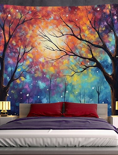  Pittura alberi colorati appeso arazzo arte della parete grande arazzo decorazione murale fotografia sfondo coperta tenda casa camera da letto soggiorno decorazione