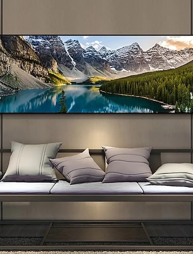  قطعة واحدة من لوحات قماشية على شكل بحيرة غابة جبلية، لوحة فنية جدارية لتزيين غرفة المعيشة وغرفة النوم بدون إطار
