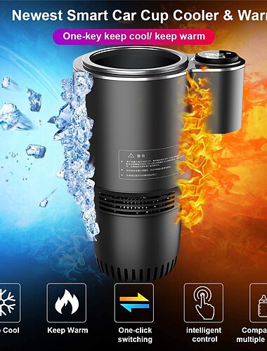  Smart Temperature Control Car Stainless Steel Cup Outdoor Travelling Portable Mini Auto Refrigerator 12V Fast Cooling Heating Cup for Coffee Beer Milk and Travel Mug