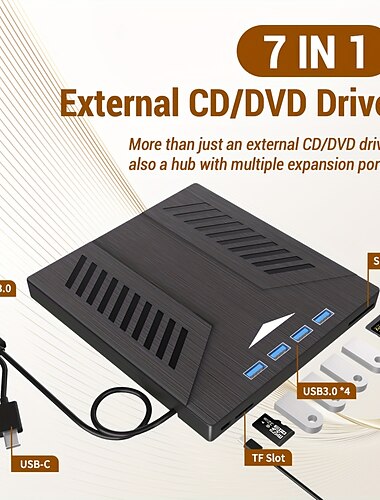  Schnittstelle, multifunktionaler Hub, externes optisches Laufwerk, unterstützt Speicherkarte, SD-Karte, unterstützt mehrere Systeme, Microsoft-System, Apple-System, Linux-System, unterstützt Laptops,