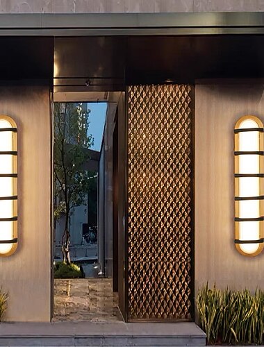  Lampada da parete a led per esterno impermeabile ip65 60cm apparecchio per montaggio a parete rettangolare nero elegante bianco satinato acrilico antiruggine bianco caldo 110-240v