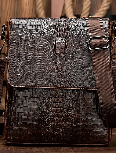  vintage kabelka přes rameno z pravé kůže krokodýlí vzor crossbody kabelka do práce dojíždění business taška manžel dárek