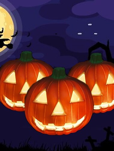  halloween led-pompoenlantaarn 22 x 20 cm halloween decoratie op batterijen halloween pompoen halloween decoratie pompoen