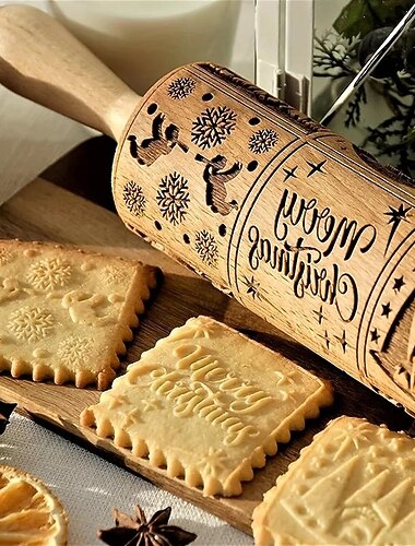  クリスマス ローリングピン キリスト降誕シーン エンボス加工パターン クリスマス 木製 3D 彫刻 キリスト降誕 クッキー焼き用