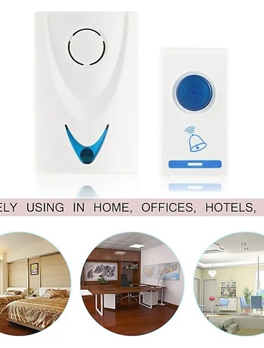  Беспроводной дверной звонок, 1 кнопка, 1 приемник, пульт дистанционного управления, дверной звонок для домашней безопасности