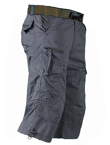  Herren Cargo Shorts Kurze Hosen Capri-Shorts Caprihose Kurze Hose für Wanderer Elastische Taille Multi Pocket Mit Gürtel Glatt Komfort Atmungsaktiv Wadenlänge Täglich Sport Strassenmode Stilvoll