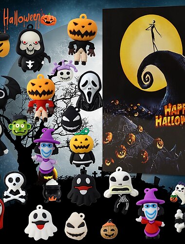  ハロウィン ドール アドベント カレンダー 2024 には 24 個のギフト、ハロウィン ホラー フィギュア カウントダウン カレンダー、サプライズ トイ、ナイトメア ハロウィン コレクター フィギュア ギフトが入っています。
