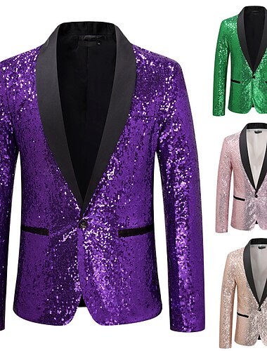  Schijf Jaren '80 Pakken en blazers Blazer met reverskraag Piek revers Schijf Pailletten Normaal Voor heren Halloween Maskerade Feest Club Prideparade Volwassenen Jas Herfst winter