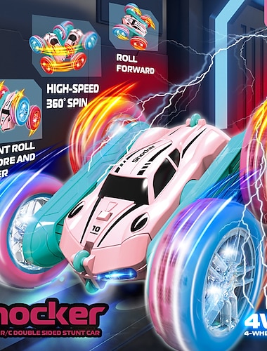  2.4g afstandsbediening stunt auto vierwielaandrijving dubbelzijdig auto twist arm fancy tumbling licht band kinderen speelgoed auto rc