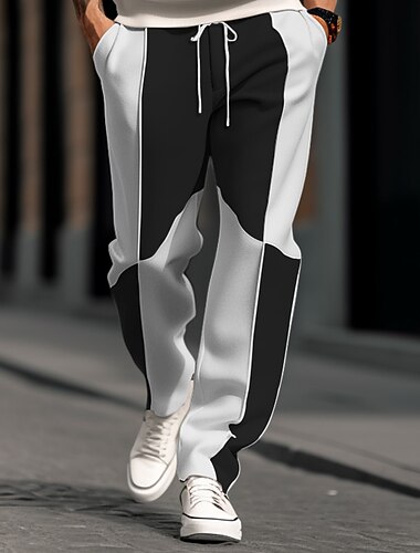  Herren Jogginghose Trainingshose Jogginghose Jogger Hose Hosen Jogginghose mit geradem Bein Patchwork Kordelzug Elastische Taille Farbblock Komfort Atmungsaktiv Casual Täglich Festtage Sport Modisch